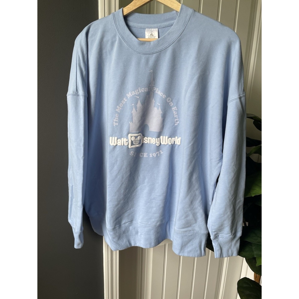 Walt Disney World Most Magical Place On Earth Cinderellas Castle Blue Sweater L